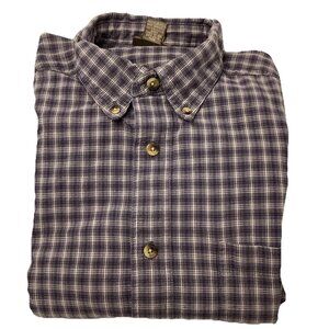 Galyans Long Sleeve Plaid Button Down Blue & Gray Size L Cotton